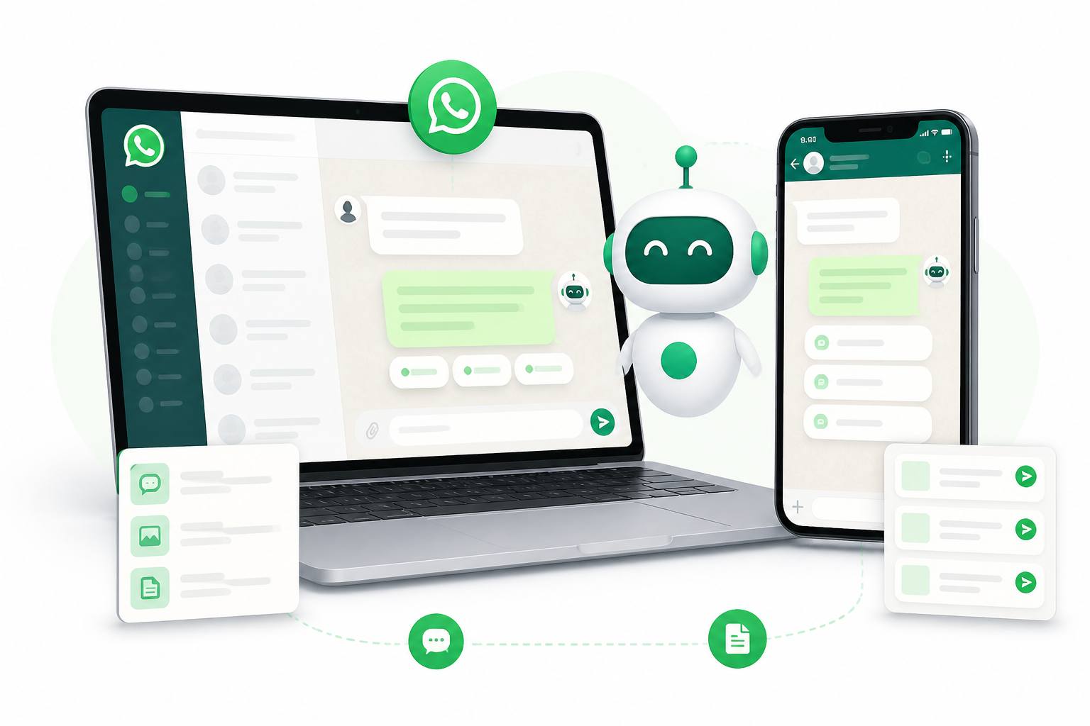 Schéma d'automatisation des réponses WhatsApp Business avec chatbot et workflows
