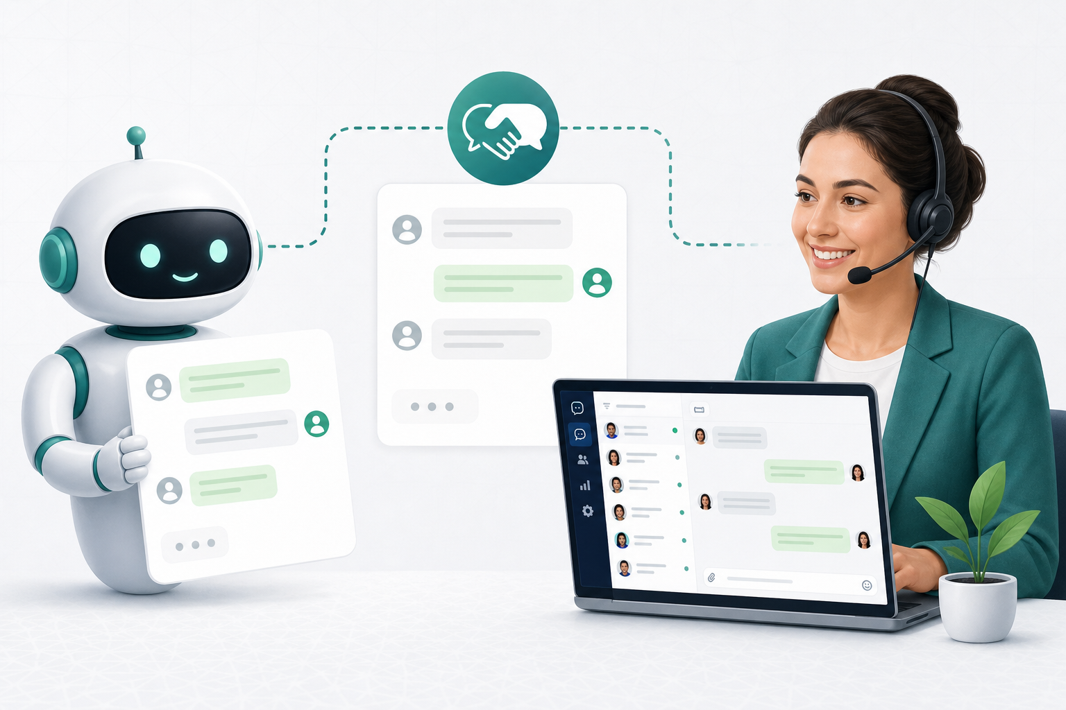 Comparaison visuelle entre chatbot IA et agent humain dans le service client
