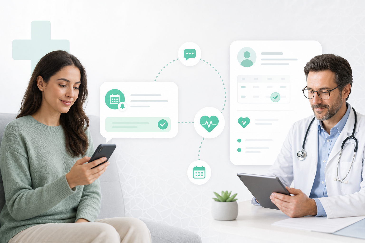 Communication digitale patients dans une clinique médicale moderne