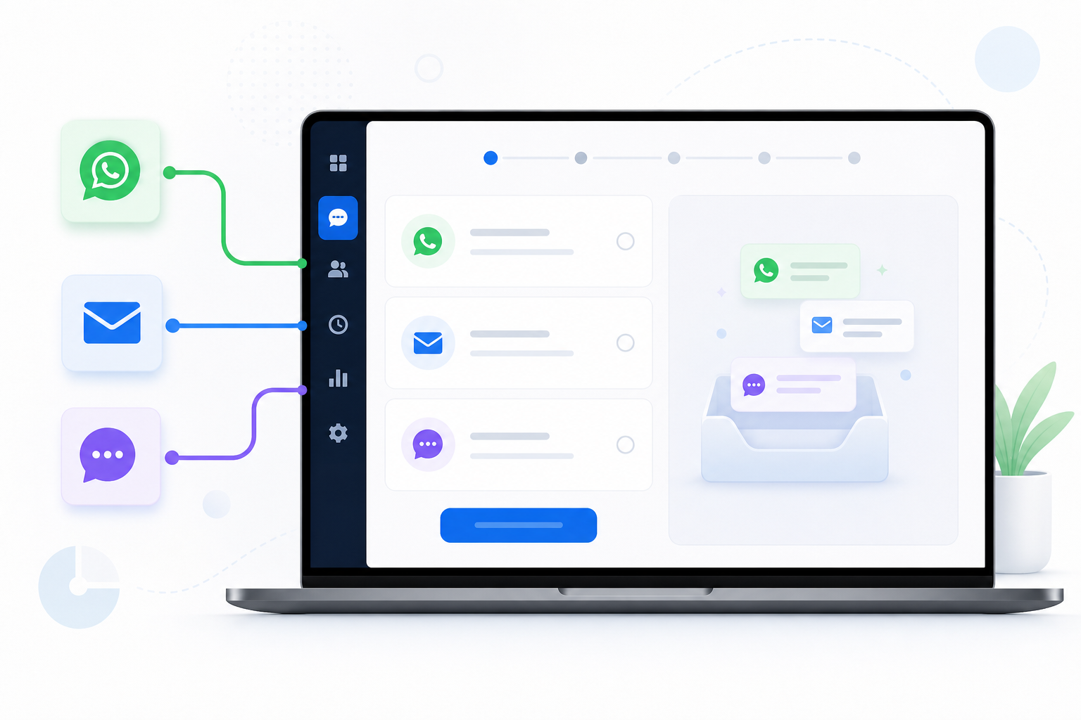 Interface de configuration d'une inbox unifiée multicanale