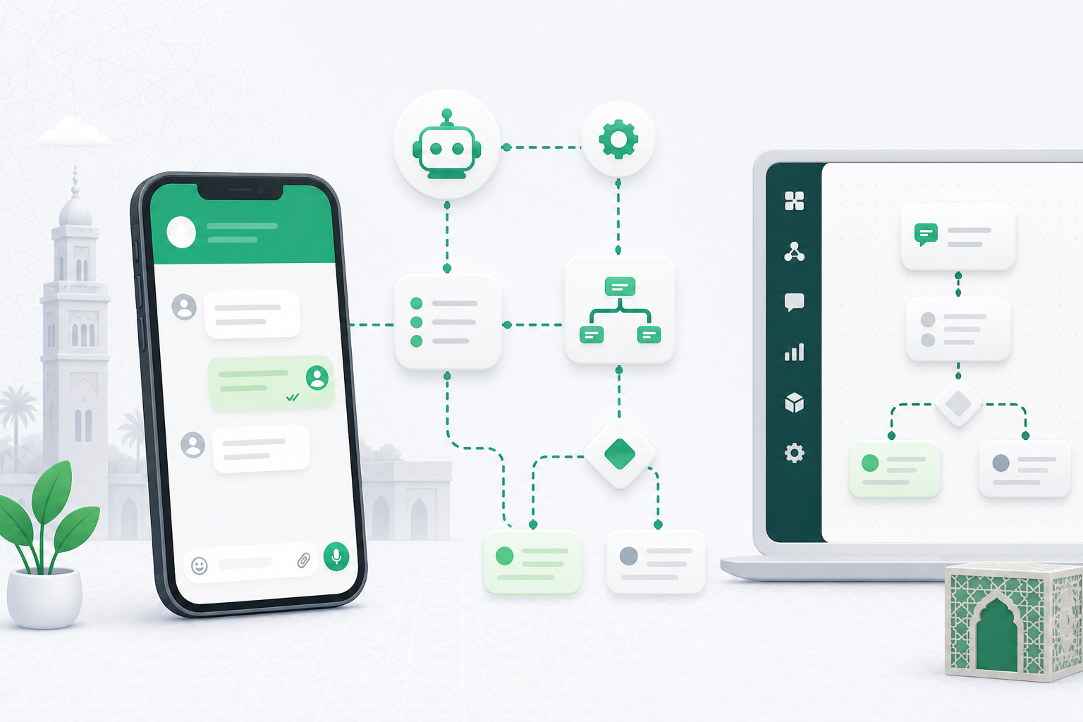 Builder visuel de chatbot WhatsApp avec flux de conversation