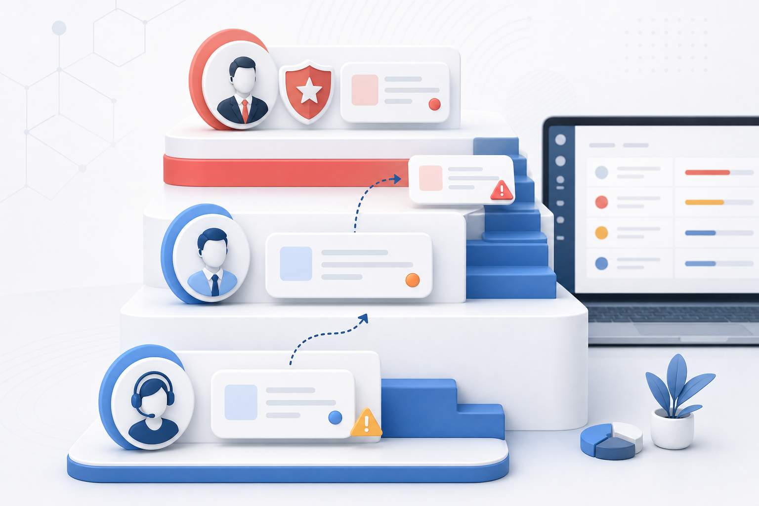 Processus d'escalade de tickets avec niveaux et SLA