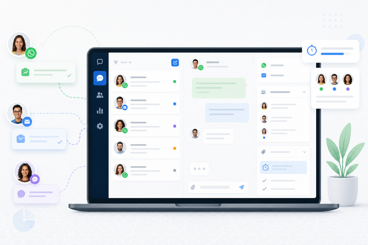 Interface de boîte de réception partagée montrant la collaboration d'équipe en temps réel