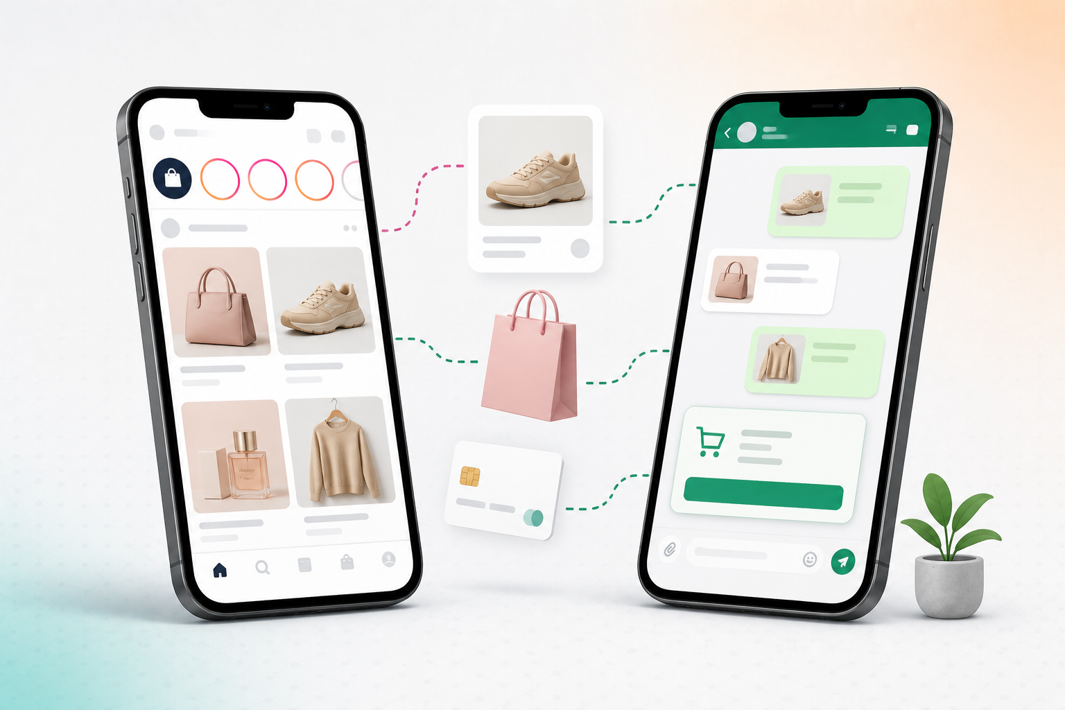 Social commerce via WhatsApp et Instagram avec catalogue produits et vente conversationnelle