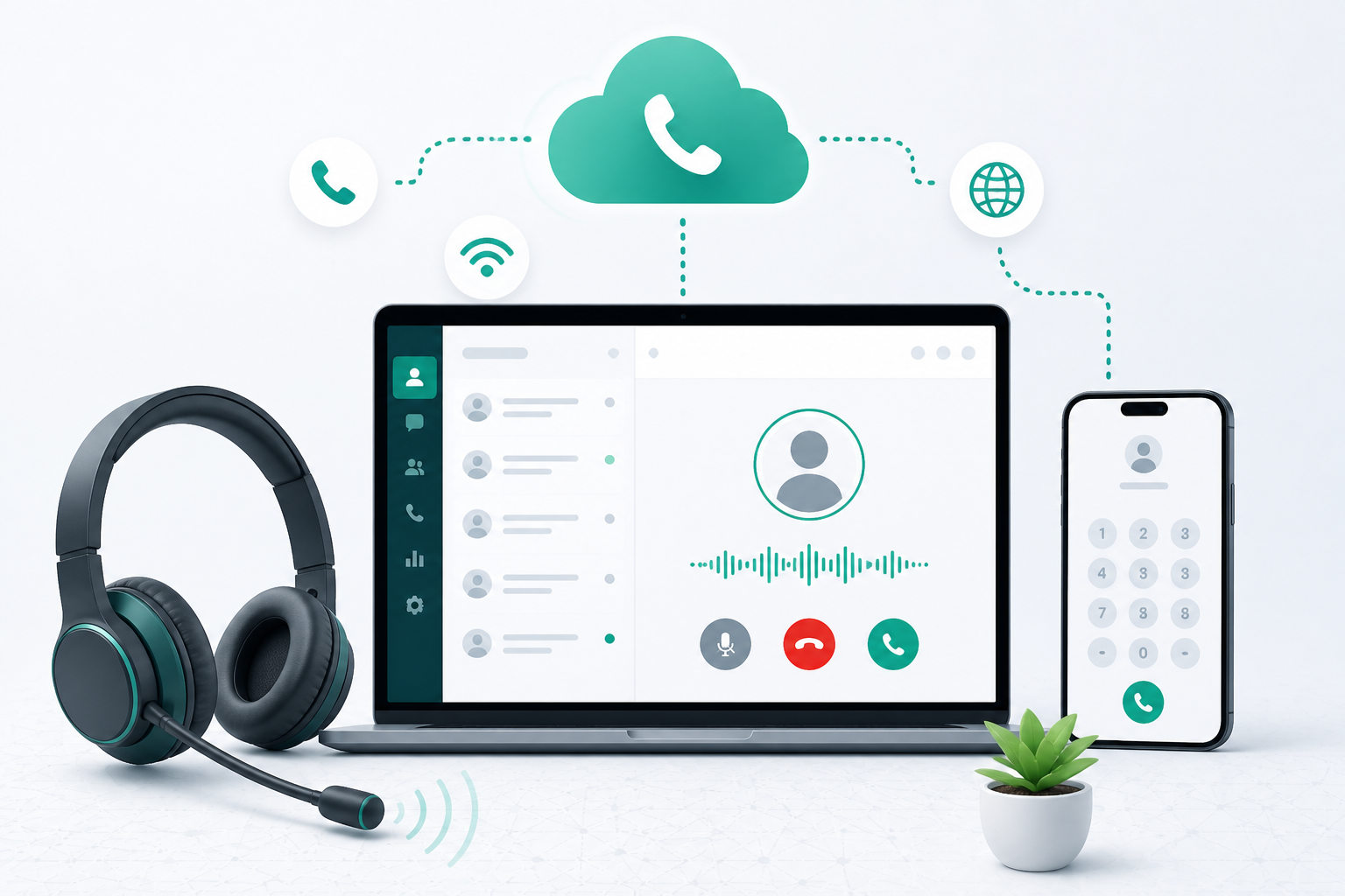 Système de téléphonie cloud pour entreprise avec softphone et PBX virtuel