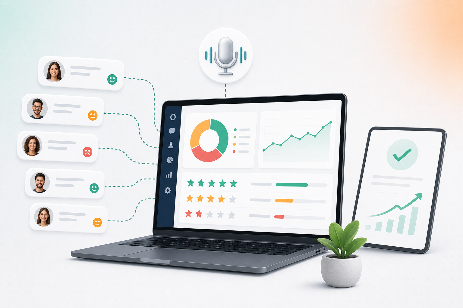Schéma d'un programme Voice of Customer collectant les feedbacks clients multicanaux